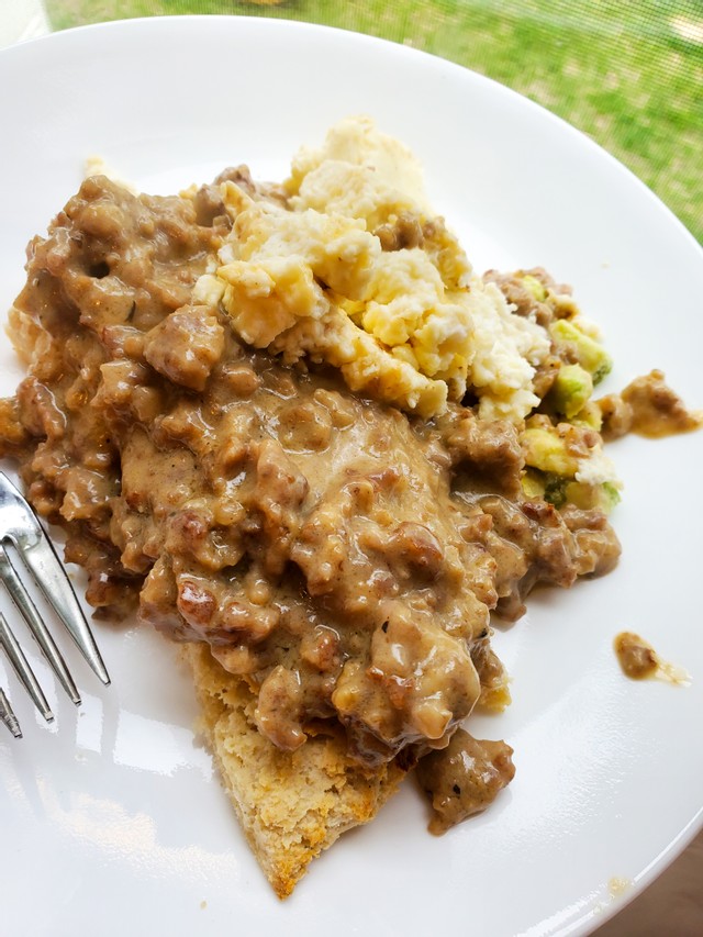 Dairy Free + Gluten Free Sausage Biscuits and Gravy