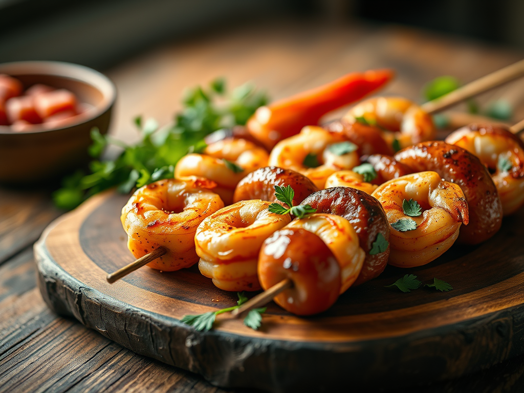 Shrimp and Kielbasa Skewers