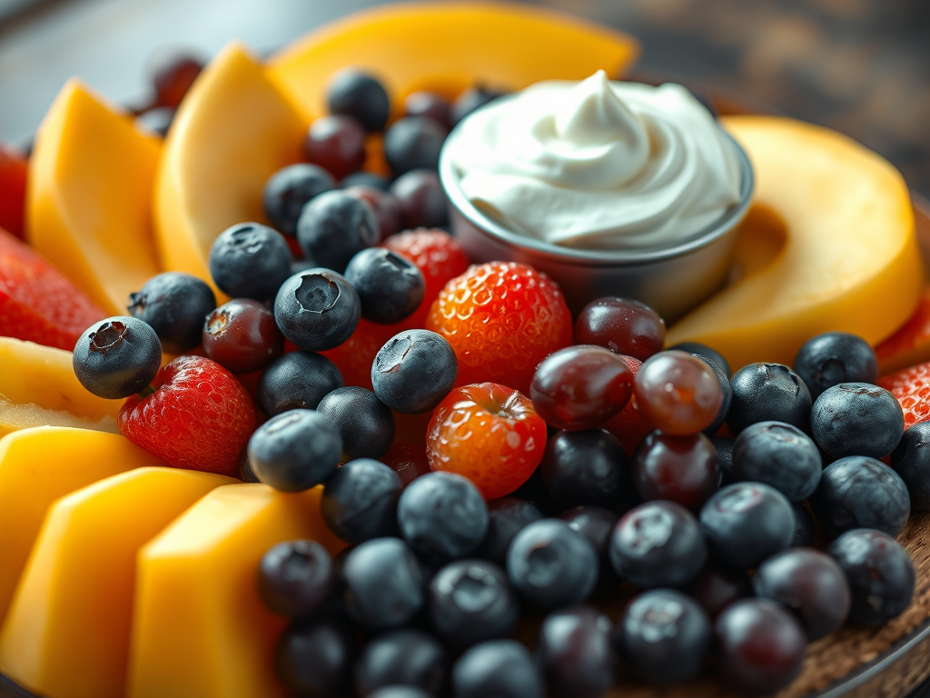 Fruit Platter with Whipped Coconut Cream